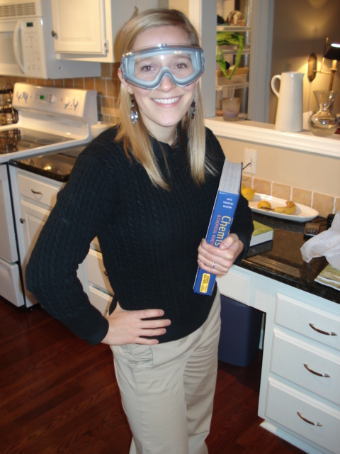Kath Younger, RD going to chemistry class