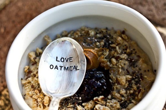 love oatmeal spoon and oatmeal bowl