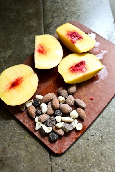 Peach and trail mix