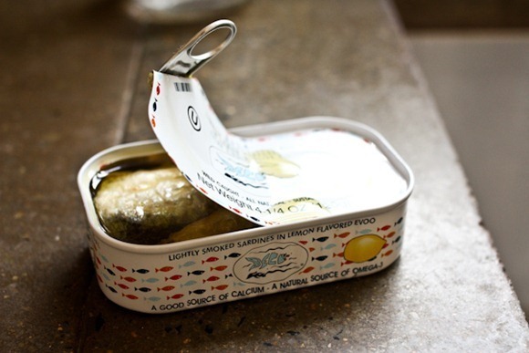 open tin of sardines