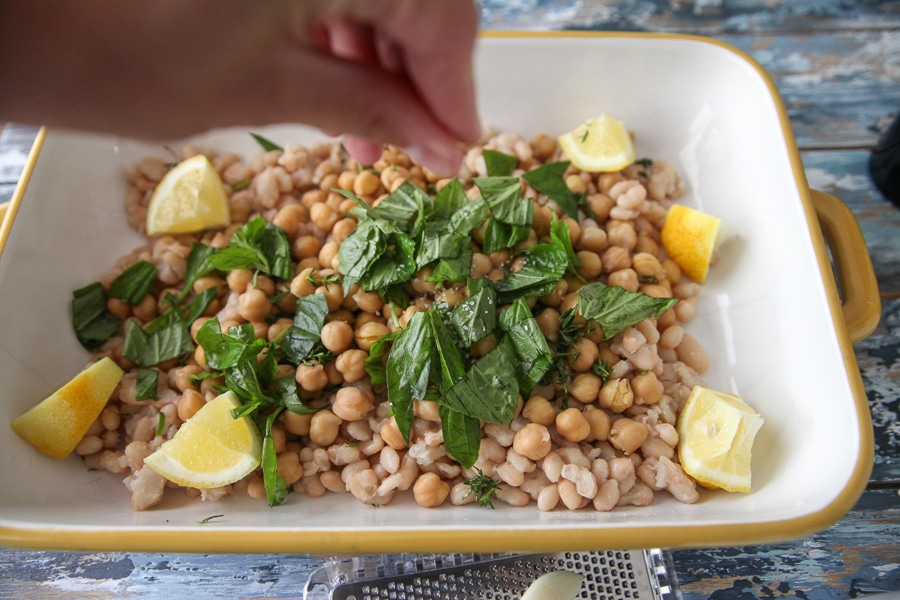 sprinkle salt over beans