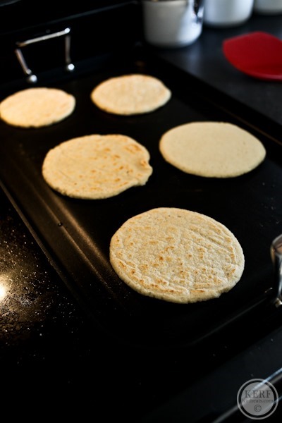 hand made tortillas cooking for Salvadoran Breakfast