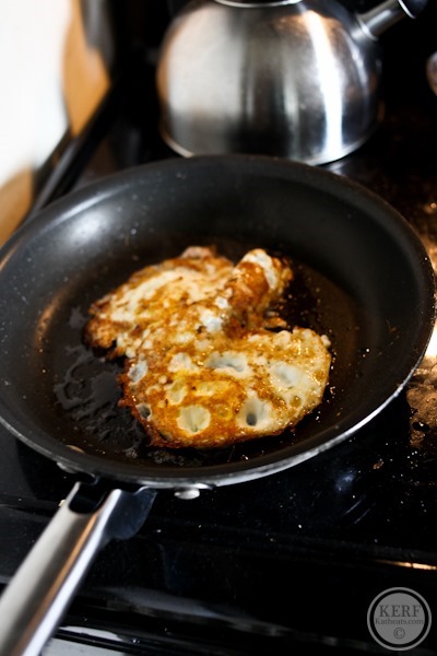 fried eggs in pan for Salvadoran Breakfast