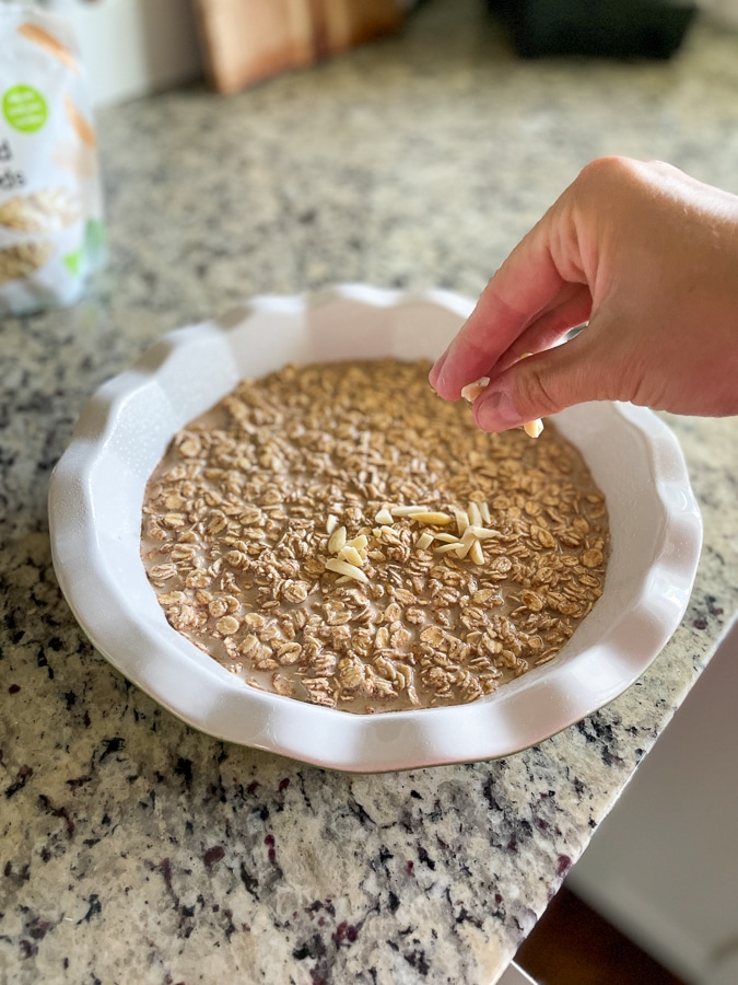 Top with almonds and chocolate chips