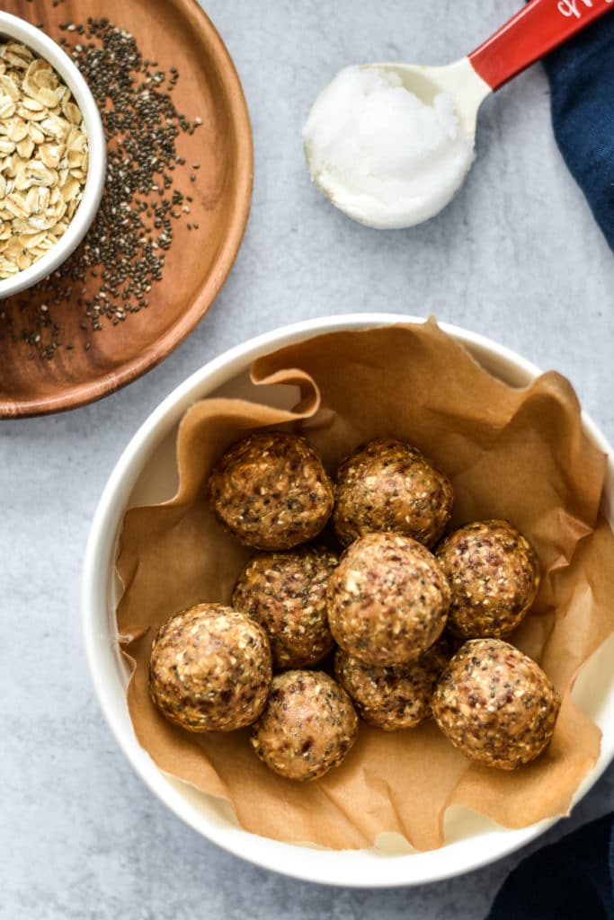 cookie dough bites in a storage container
