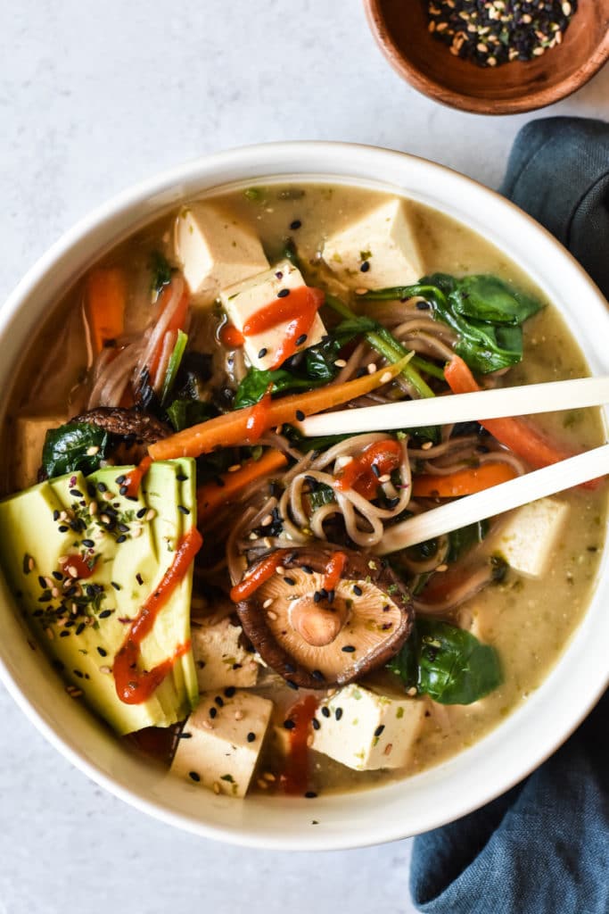 Miso Noodle Soup miso noodle soup in a bowl with chopsticks
