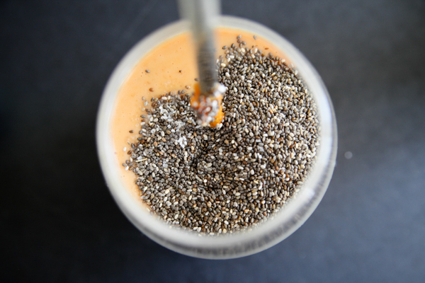 chia seeds getting stirred in