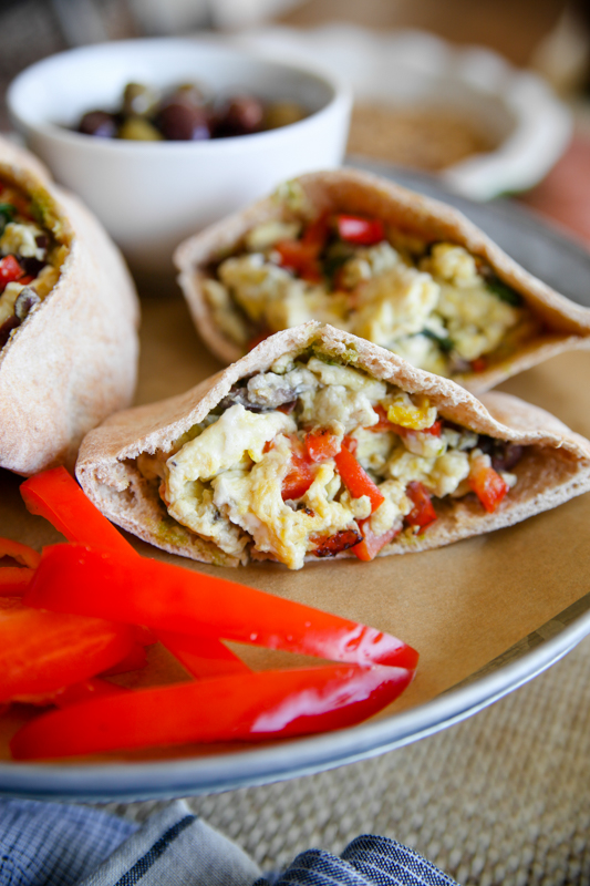 Mediterranean Scramble Pita Pockets Mediterranean scramble pita pockets