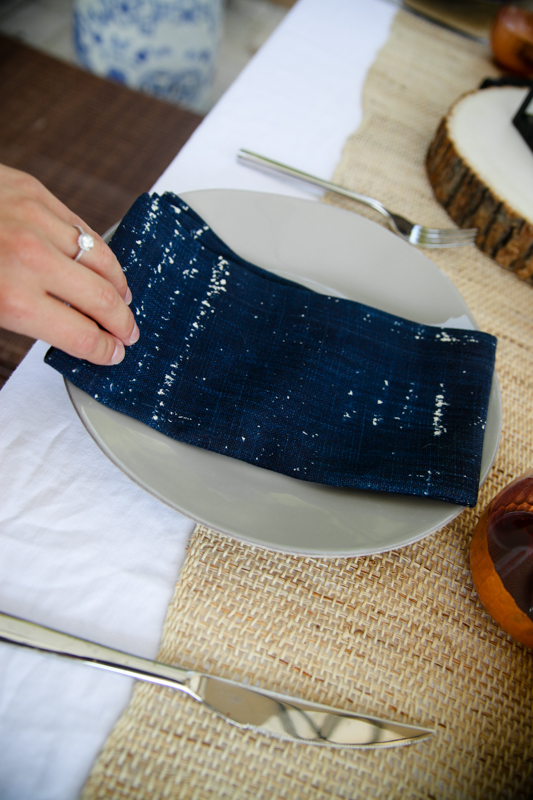 blue napkins on a plate