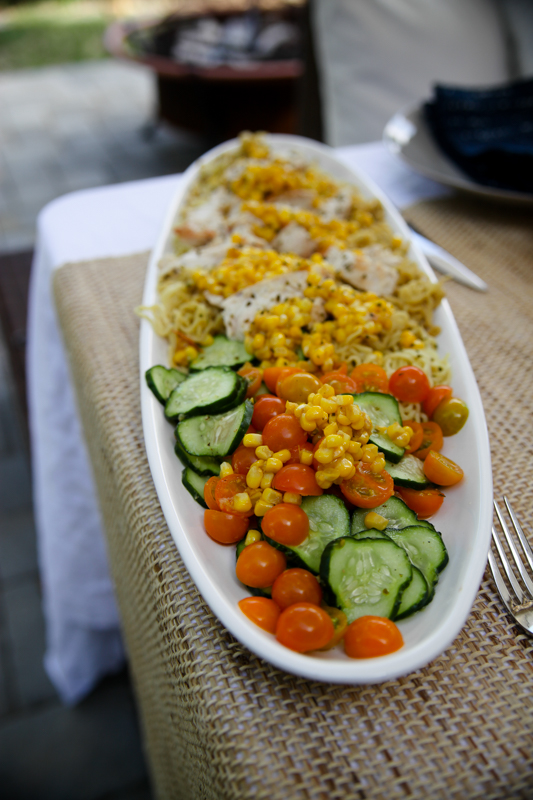 Blue Apron corn and cucumber salad