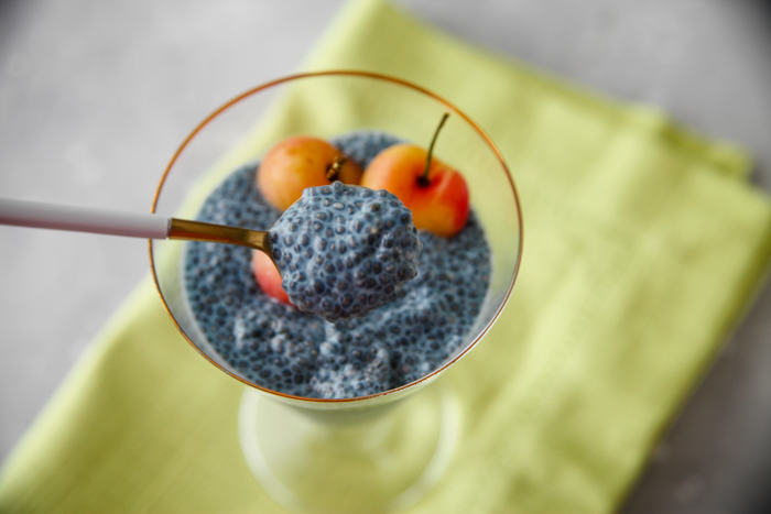 spoonful of Blue Majik chia pudding