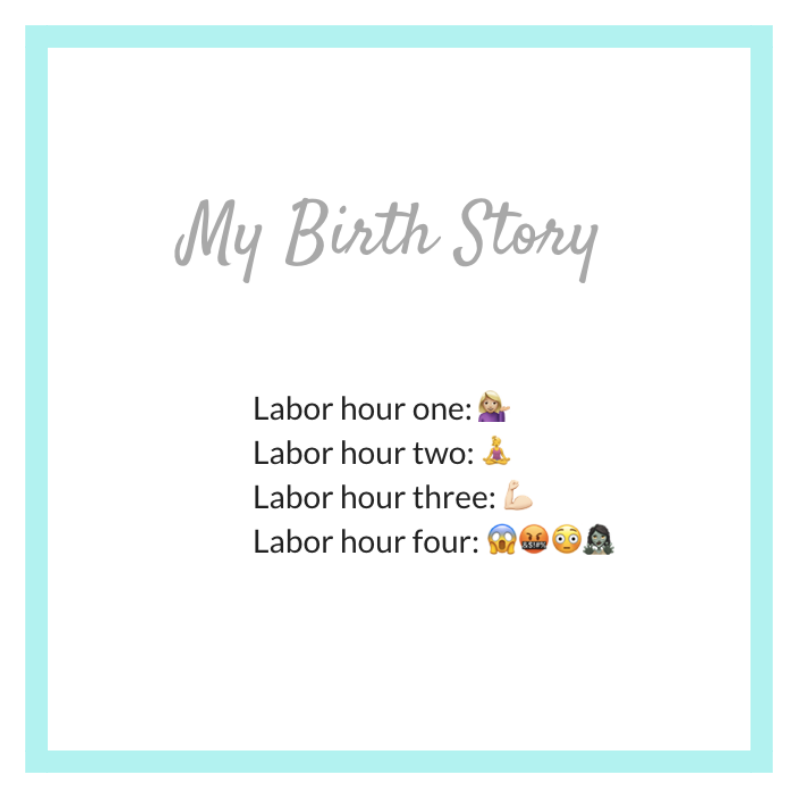 my birth story in emojis
