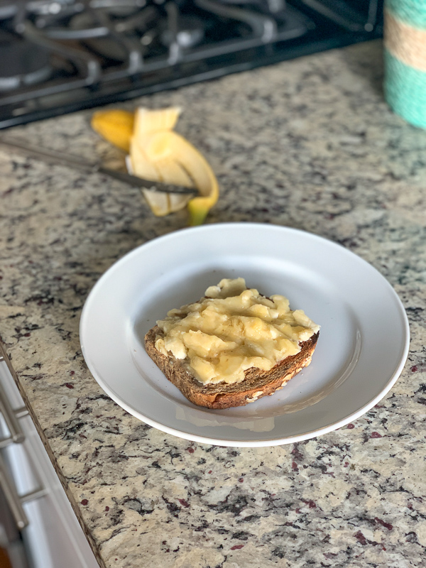 smashed banana on bread