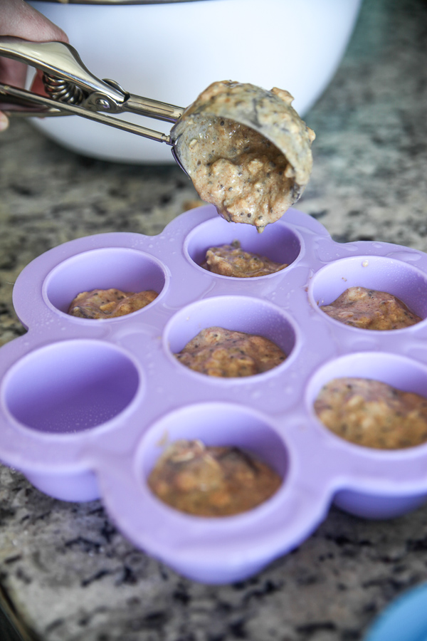 instant pot muffins in mold with ice cream scooper