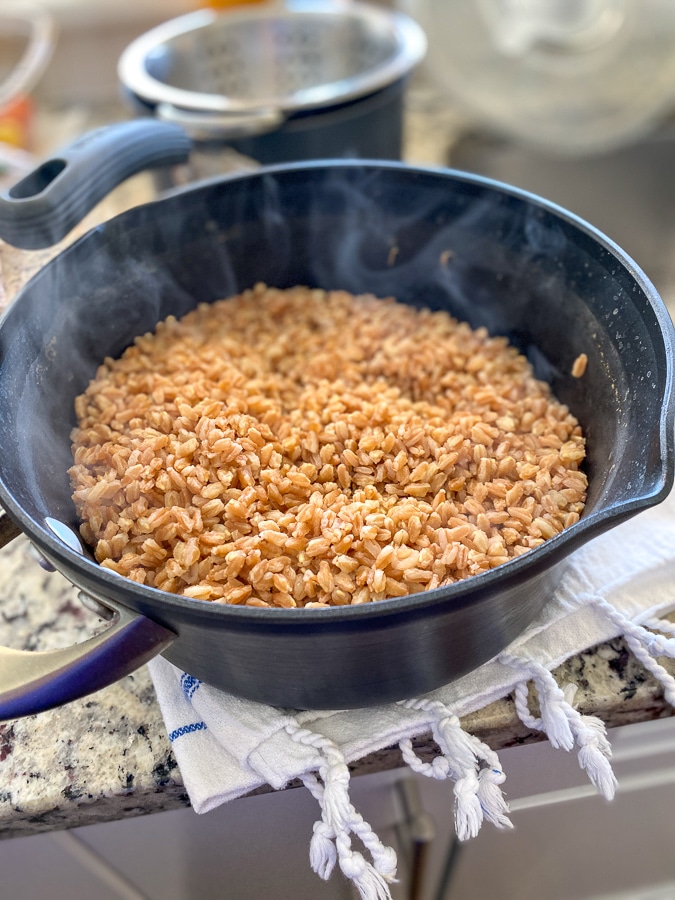 citrus curry farro salad