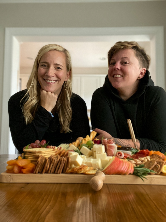 Kath and Della with cheese board