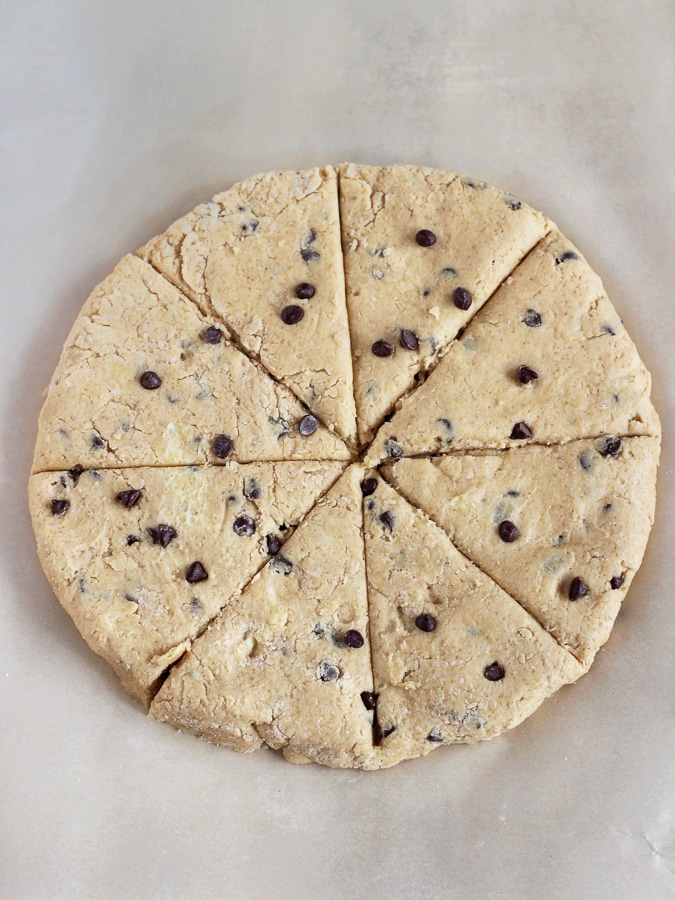 Chocolate Chip Scones with Eggnog Glaze
