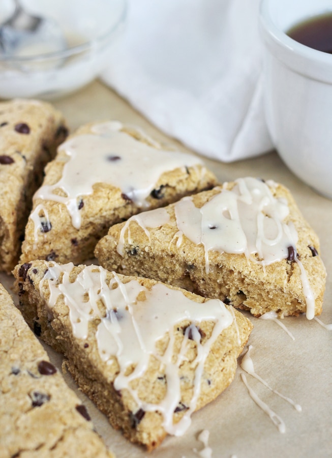 Chocolate Chip Scones with Eggnog Glaze