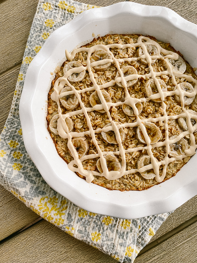 Baked banana oatmeal peanut butter frosting Baked banana oatmeal with peanut butter frosting