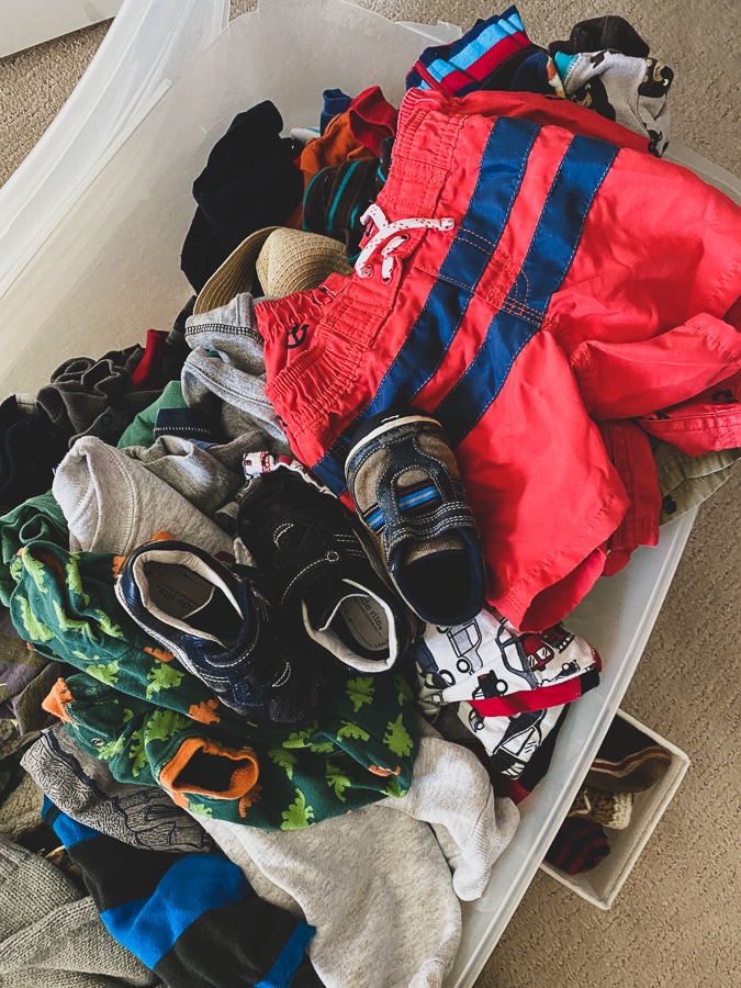 I spent a little time getting Mazen's old 1-2 year old clothes out of storage for Birch
