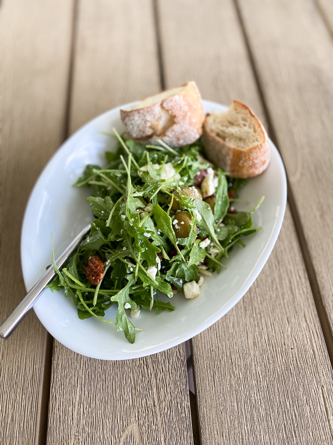 salad with a side of their bread and olives