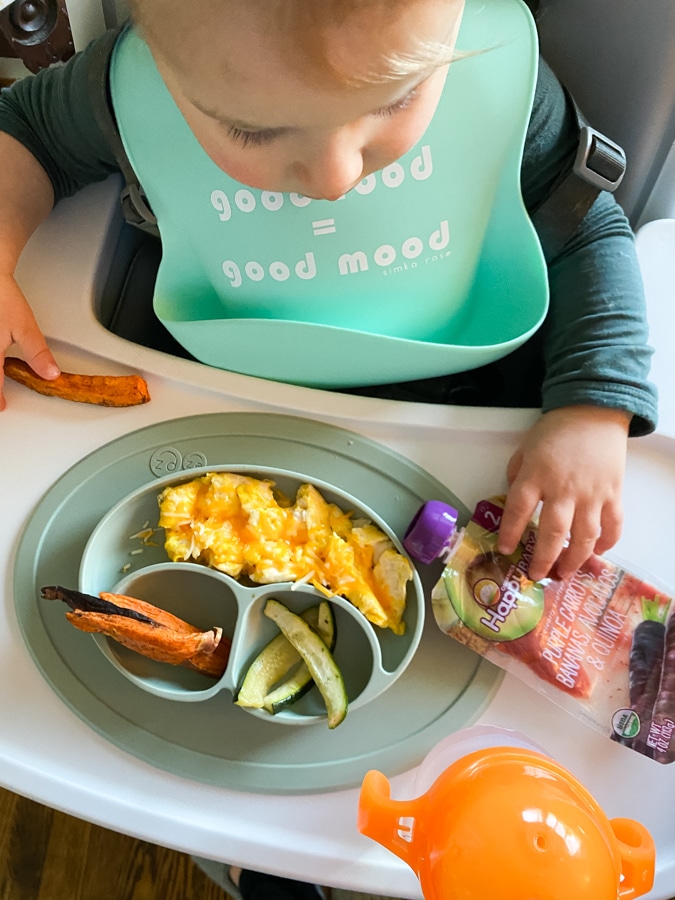 Cheesy eggs, sweet potato wedges