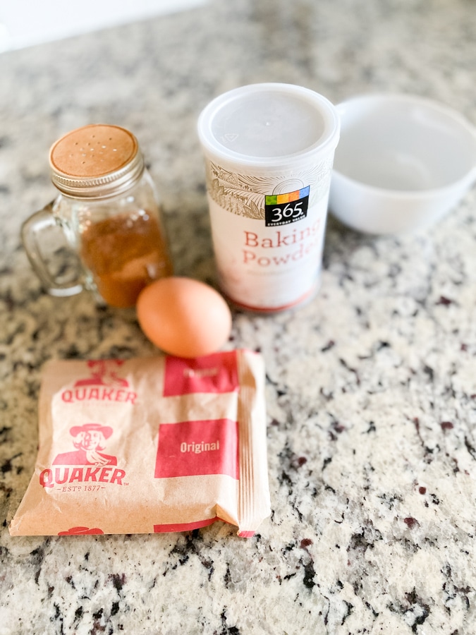 Oatmeal pancake ingredients on countertop