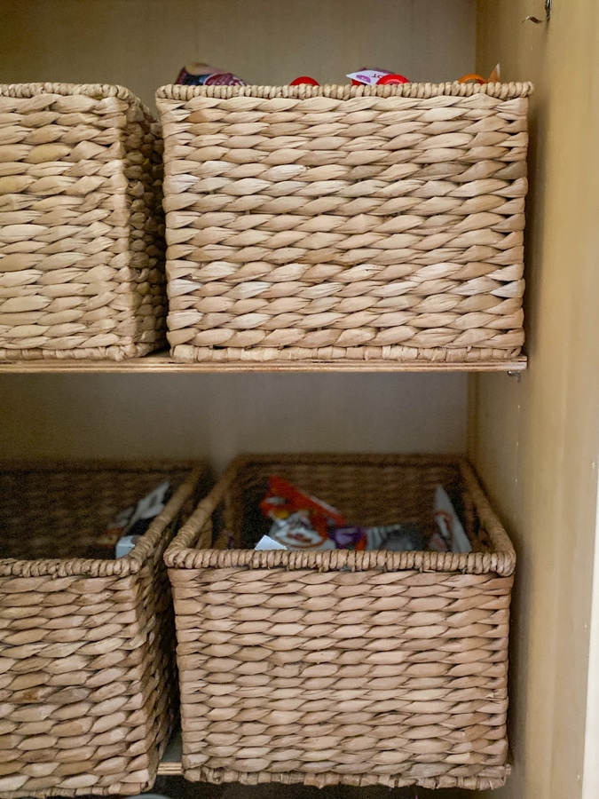 baskets in a pantry looking neat