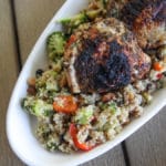grilled chicken over hot honey quinoa salad
