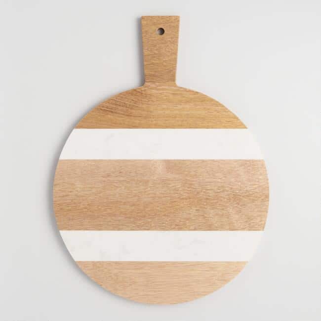 Image for White Marble + Wood Paddle Cutting Board