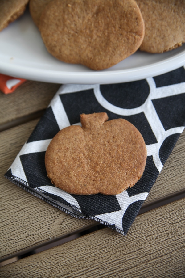 pumpkin graham cracker on a napkin