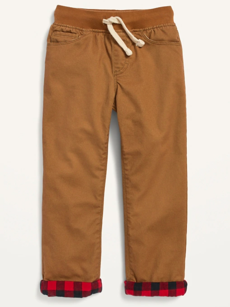 Image for COZY-LINED TWILL PULL-ON PANTS