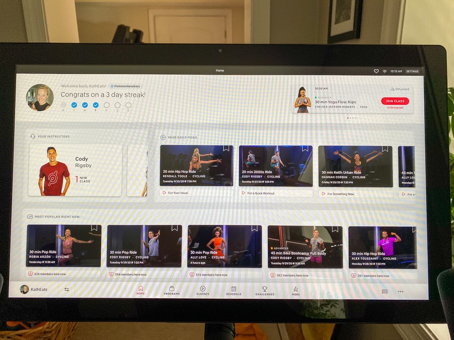 Peloton app screen class view