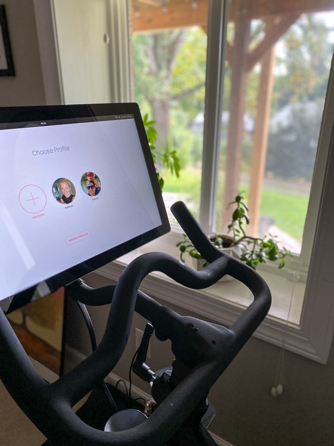 Peloton bike with a view out the window