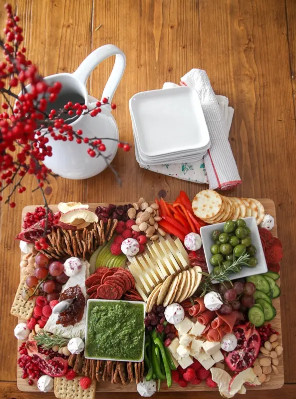 Christmas charcuterie board from above