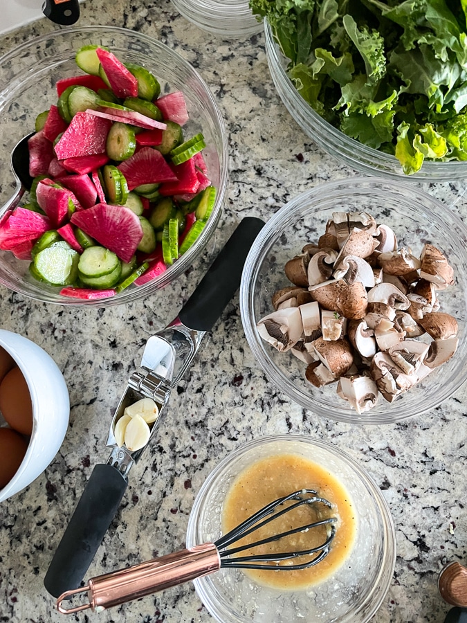 ingredients for Blue Apron radish bowls
