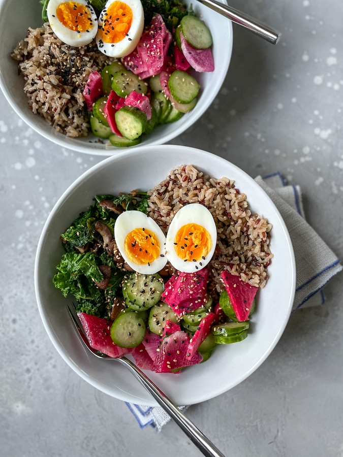 Blue Apron egg and radish bowl