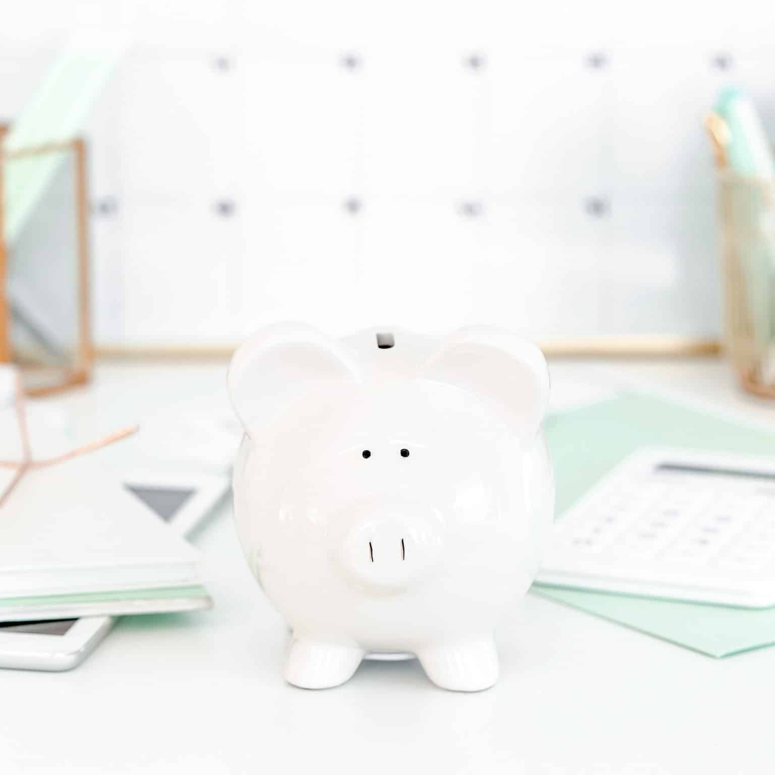 white piggy bank