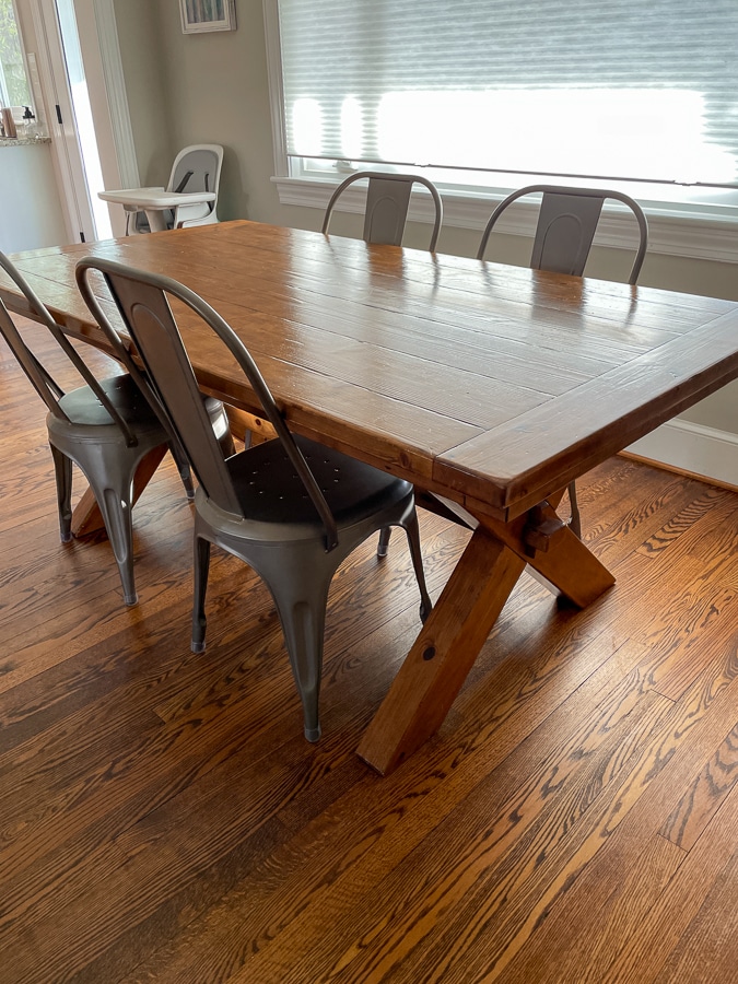 toscana table from Pottery Barn with Restoration Hardware Remy side chairs