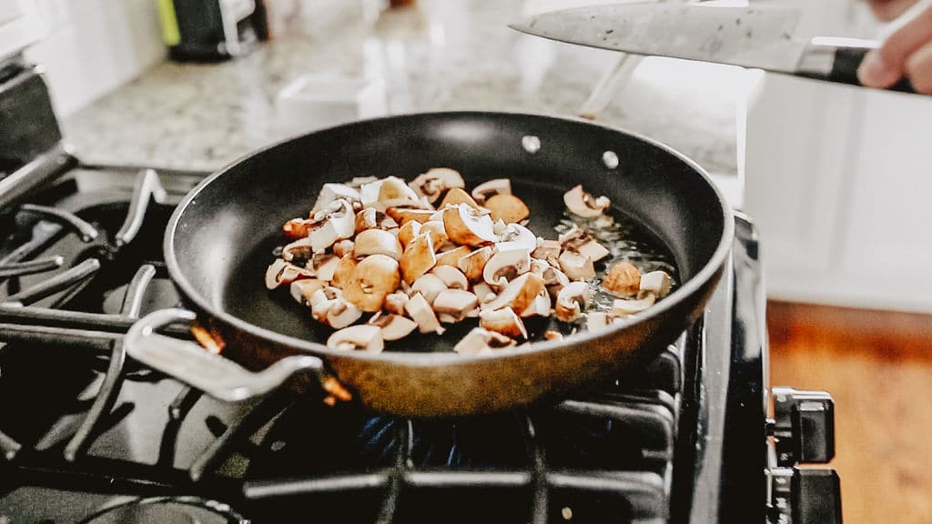 mushrooms sizzling