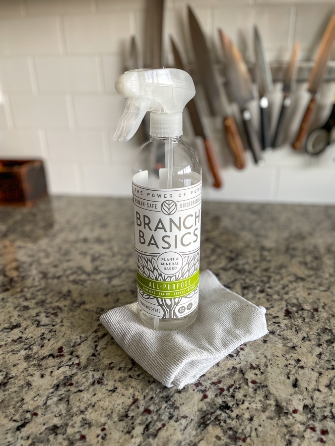 branch basics bottle on a countertop
