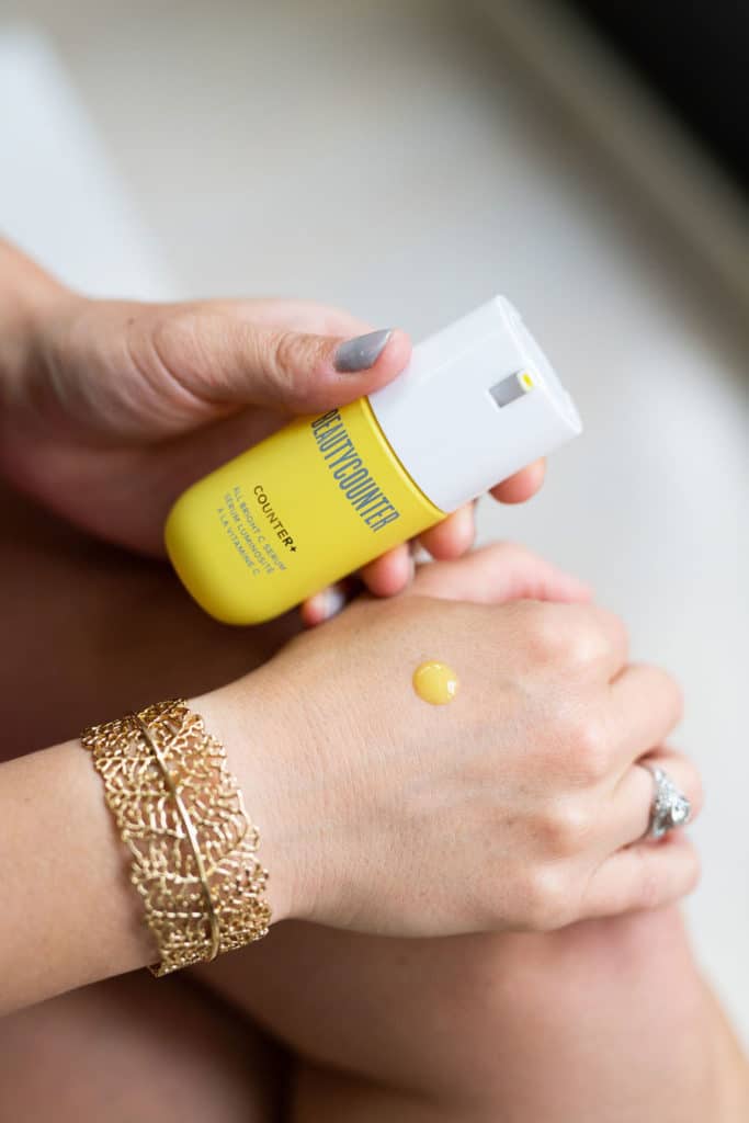 All Bright C Serum Beautycounter all bright c serum dot on hand with bottle