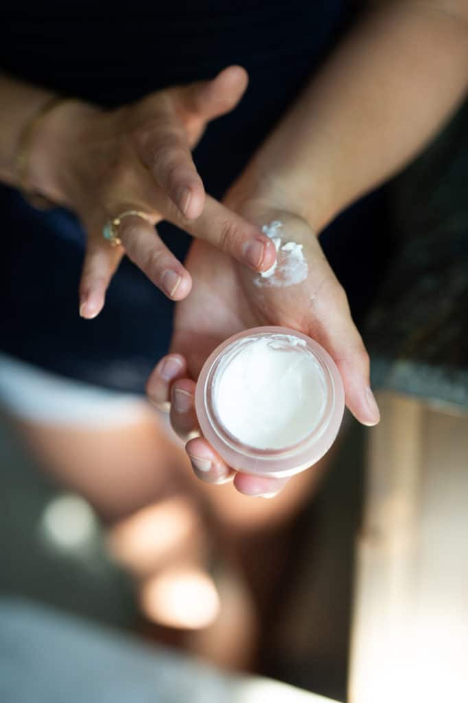 Beautycounter supreme cream Beautycounter supreme cream texture with hands spreading