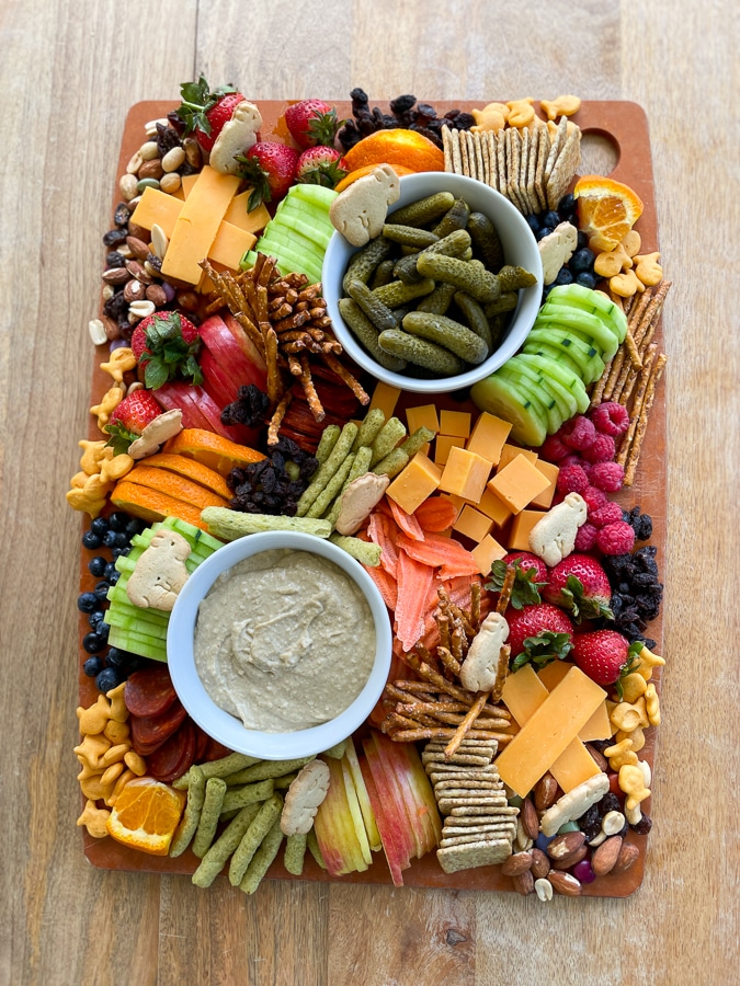 Kids Charcuterie Board from above assembled