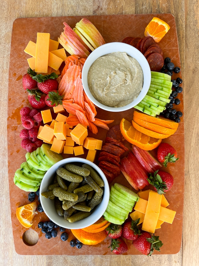 Kids Charcuterie Board with fresh fruit added