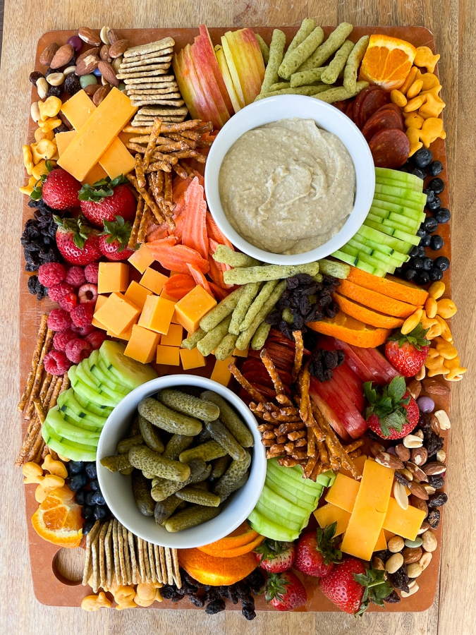 Kids Charcuterie Board with dry ingredients added