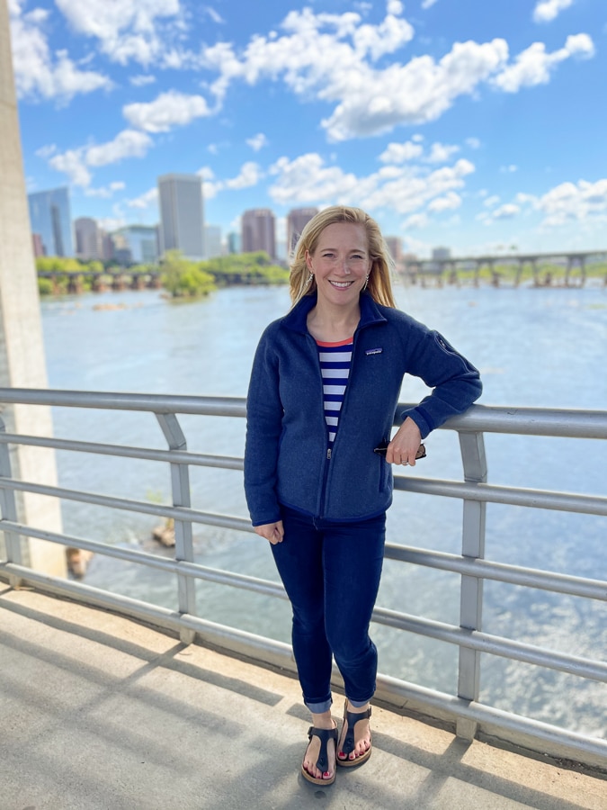 Kath on the James River foot bridge