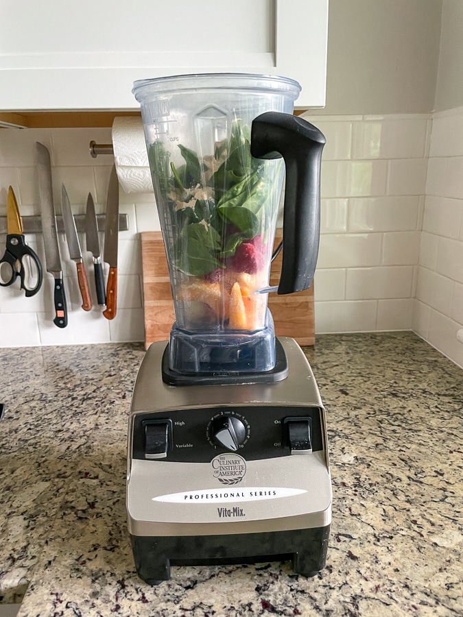 Strawberry Peach Smoothie in Vitamix blender