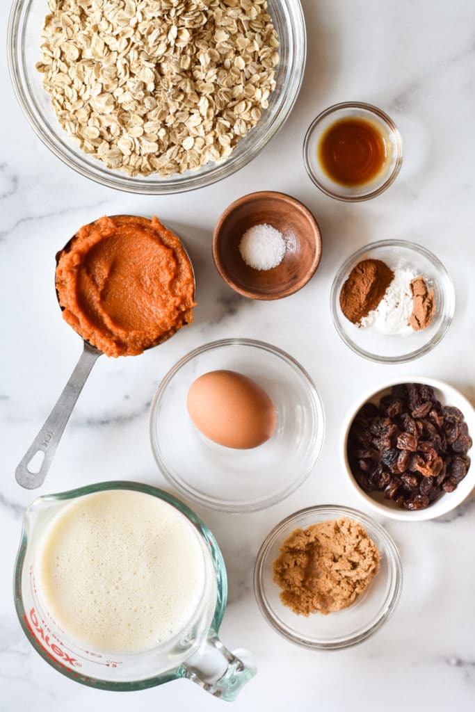 ingredients for a healthy baked oatmeal