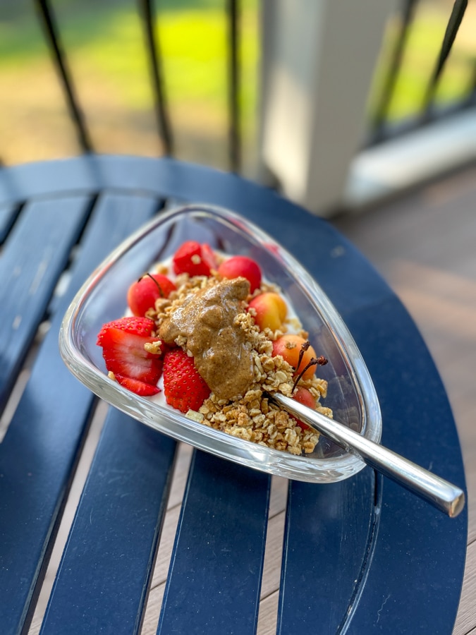Yogurt, fruit, granola, almond butter | Happy 9th Birthday Mazen!